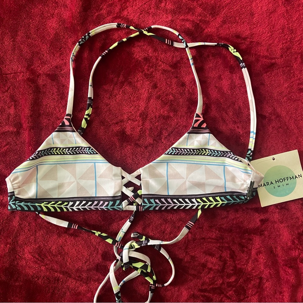 NWT Mara Hoffman Printed Bikini Top Size Small
